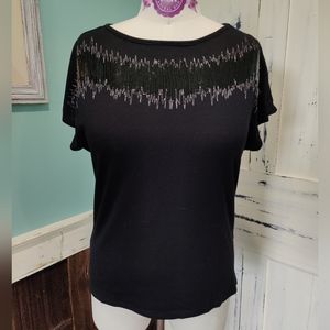 Gloria Vanderbilt Black Sequin top, size S.